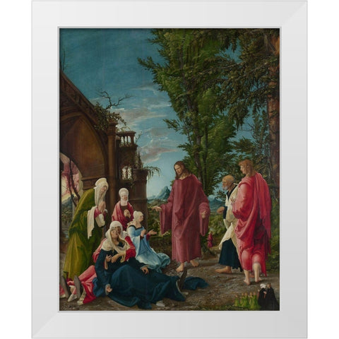 Christ taking Leave of his Mother White Modern Wood Framed Art Print by Albrecht Altdorfer