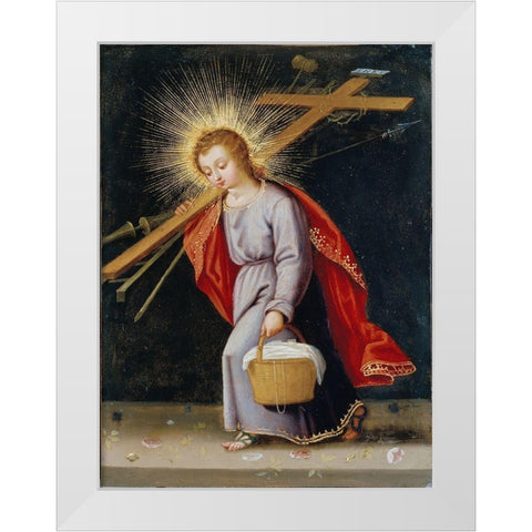 The Infant Christ Bearing the Instruments of the Passion White Modern Wood Framed Art Print by Spanish School