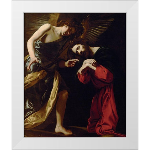 Christ on the Mount of Olives White Modern Wood Framed Art Print by Battistello