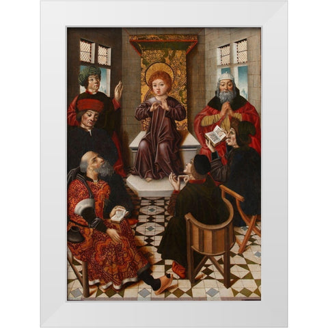 Christ child among doctors White Modern Wood Framed Art Print by Cruz, Diego de la