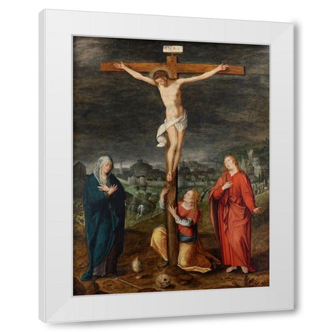 The Crucifixion White Modern Wood Framed Art Print by Netherlandish  School