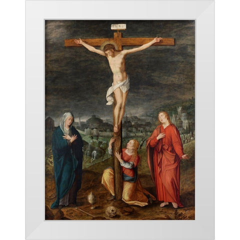 The Crucifixion White Modern Wood Framed Art Print by Netherlandish  School