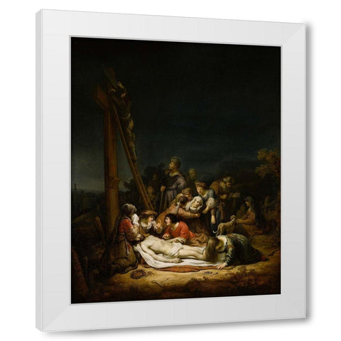 The Lamentation White Modern Wood Framed Art Print by Flinck, Govaert