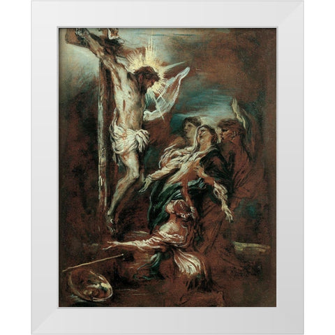 Crucifixion White Modern Wood Framed Art Print by Grechetto