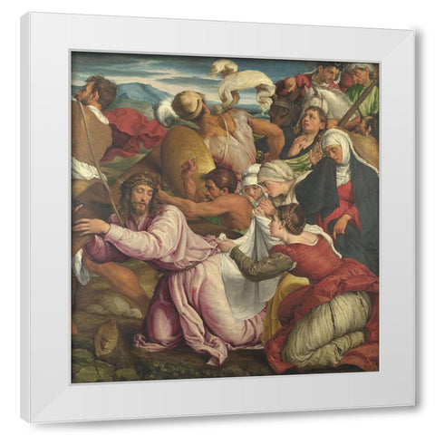 The Way to Calvary White Modern Wood Framed Art Print by Bassano, Jacopo