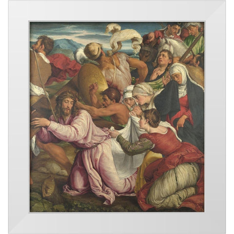 The Way to Calvary White Modern Wood Framed Art Print by Bassano, Jacopo