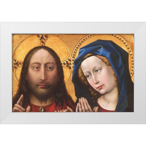 Christ and the Virgin White Modern Wood Framed Art Print by Campin, Robert
