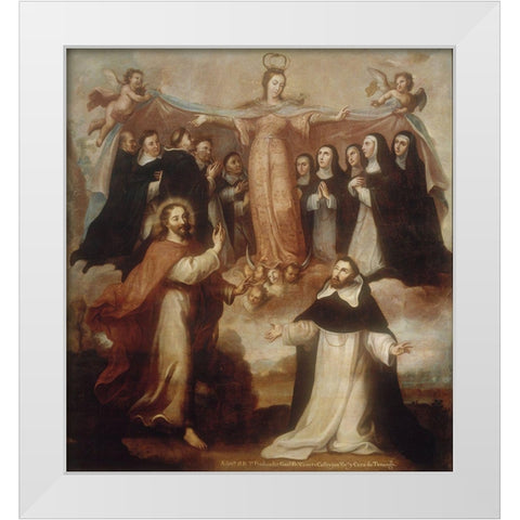 Allegory of the Virgin Patroness of the Dominicans White Modern Wood Framed Art Print by Cabrera, Miguel