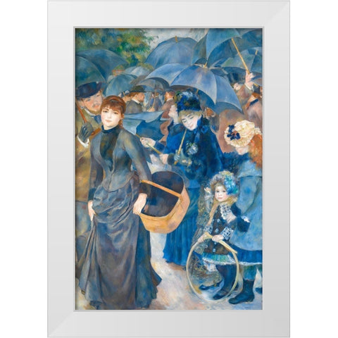 The Umbrellas White Modern Wood Framed Art Print by Renoir, Pierre-Auguste
