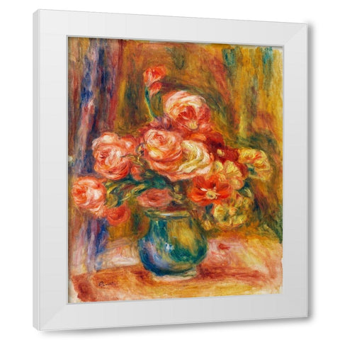 Vase of Roses White Modern Wood Framed Art Print by Renoir, Pierre-Auguste