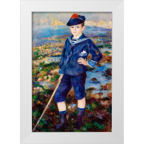 Sailor Boy Portrait of Robert Nunes 1883 White Modern Wood Framed Art Print by Renoir, Pierre-Auguste
