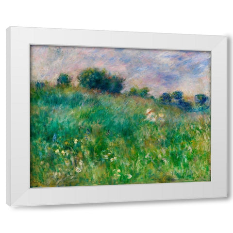 Meadow 1880 White Modern Wood Framed Art Print by Renoir, Pierre-Auguste