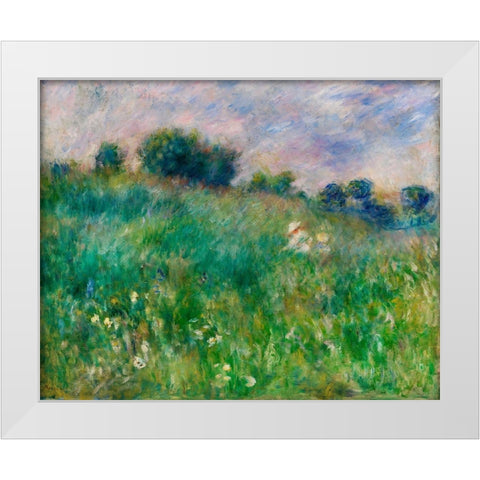 Meadow 1880 White Modern Wood Framed Art Print by Renoir, Pierre-Auguste