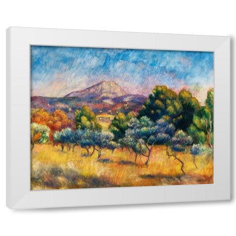 Sainte Victoire Mountain Landscape 1889 White Modern Wood Framed Art Print by Renoir, Pierre-Auguste