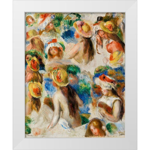 Study of Heads 1890 White Modern Wood Framed Art Print by Renoir, Pierre-Auguste