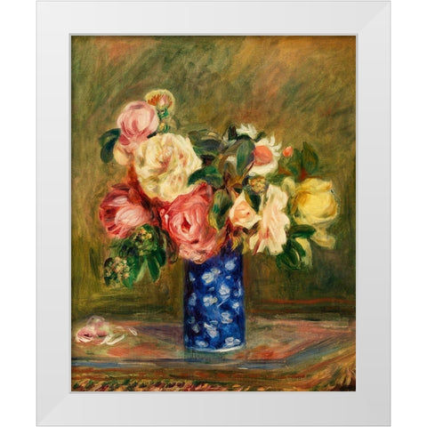 Bouquet of Roses 1882 White Modern Wood Framed Art Print by Renoir, Pierre-Auguste