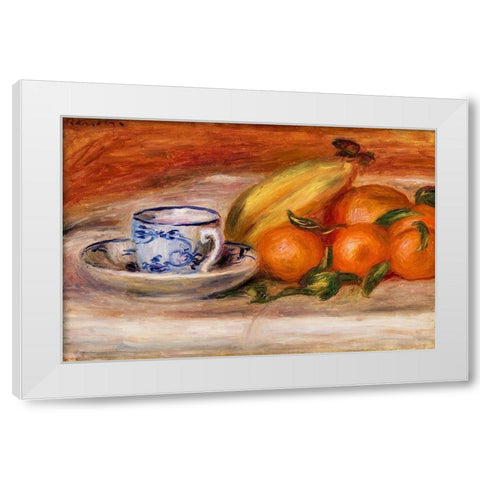 Oranges, Bananas, and Teacup 1908 White Modern Wood Framed Art Print by Renoir, Pierre-Auguste
