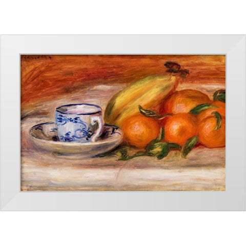 Oranges, Bananas, and Teacup 1908 White Modern Wood Framed Art Print by Renoir, Pierre-Auguste