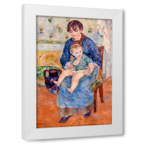 Young Mother 1881 White Modern Wood Framed Art Print by Renoir, Pierre-Auguste