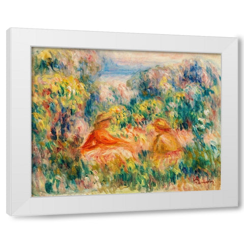 Two Women in a Landscape 1918 White Modern Wood Framed Art Print by Renoir, Pierre-Auguste
