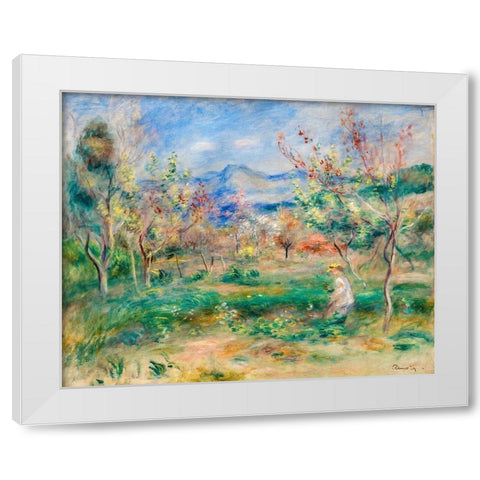 Landscape 1905 White Modern Wood Framed Art Print by Renoir, Pierre-Auguste