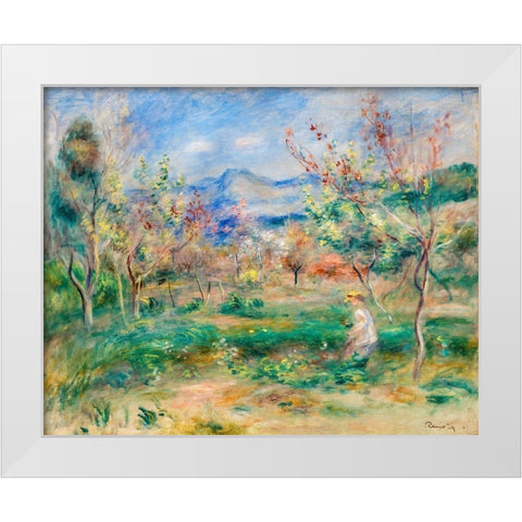 Landscape 1905 White Modern Wood Framed Art Print by Renoir, Pierre-Auguste