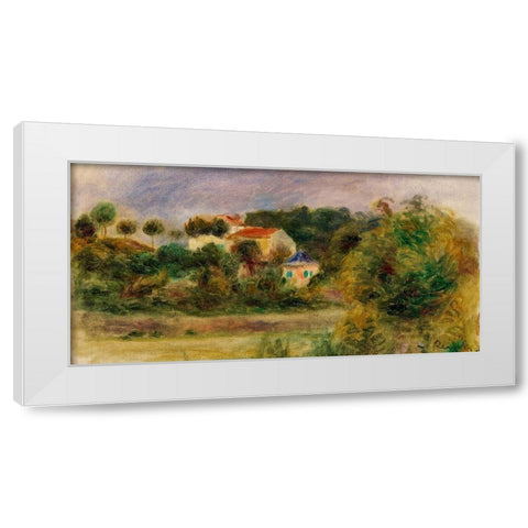 Houses in a Park 1911 White Modern Wood Framed Art Print by Renoir, Pierre-Auguste