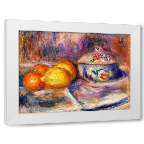Fruit and Bonbonniere 1917 White Modern Wood Framed Art Print by Renoir, Pierre-Auguste