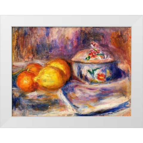 Fruit and Bonbonniere 1917 White Modern Wood Framed Art Print by Renoir, Pierre-Auguste