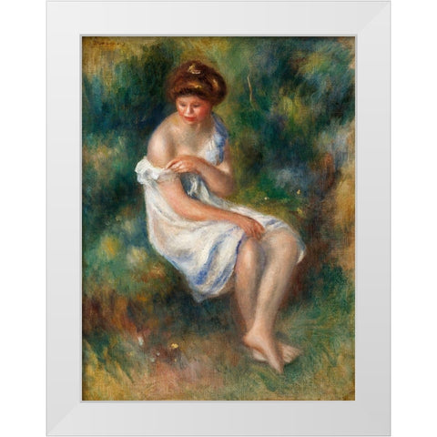 The Bather 1900 White Modern Wood Framed Art Print by Renoir, Pierre-Auguste