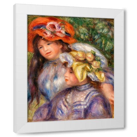Two Girls 1910 White Modern Wood Framed Art Print by Renoir, Pierre-Auguste