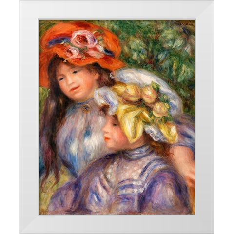 Two Girls 1910 White Modern Wood Framed Art Print by Renoir, Pierre-Auguste