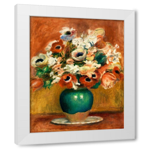 Flowers 1885 White Modern Wood Framed Art Print by Renoir, Pierre-Auguste