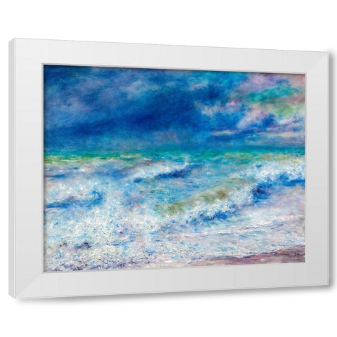 Seascape 1897 White Modern Wood Framed Art Print by Renoir, Pierre-Auguste