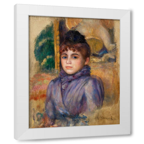 Portrait of a Young Woman 1885 White Modern Wood Framed Art Print by Renoir, Pierre-Auguste