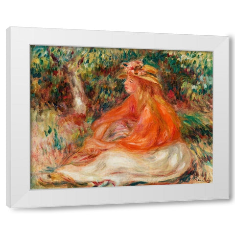 Seated Woman 1910 White Modern Wood Framed Art Print by Renoir, Pierre-Auguste