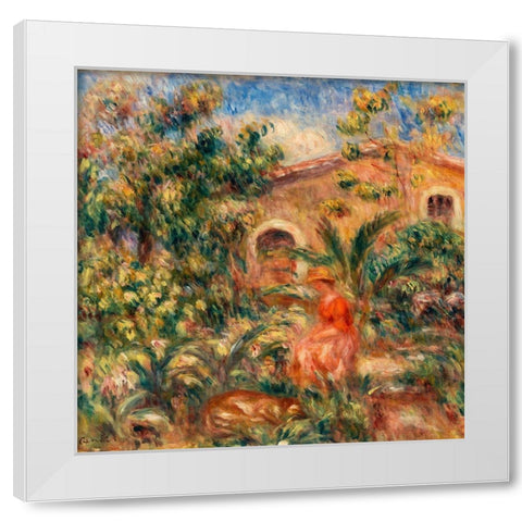 Farmhouse 1917 White Modern Wood Framed Art Print by Renoir, Pierre-Auguste