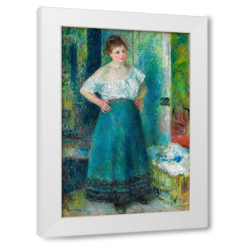 The Laundress 1879 White Modern Wood Framed Art Print by Renoir, Pierre-Auguste
