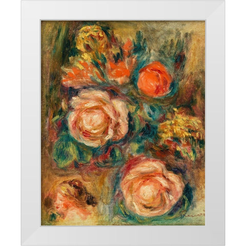 Bouquet of Roses 1900 White Modern Wood Framed Art Print by Renoir, Pierre-Auguste