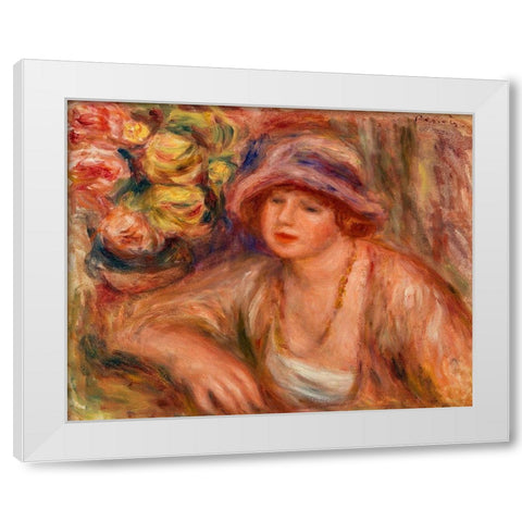 Woman Leaning 1918 White Modern Wood Framed Art Print by Renoir, Pierre-Auguste