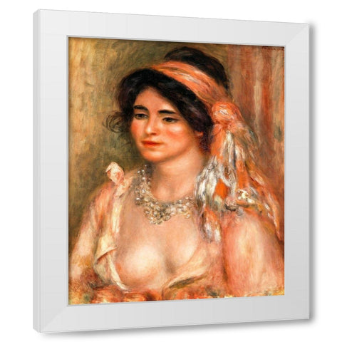 Woman with Black Hair 1911 White Modern Wood Framed Art Print by Renoir, Pierre-Auguste