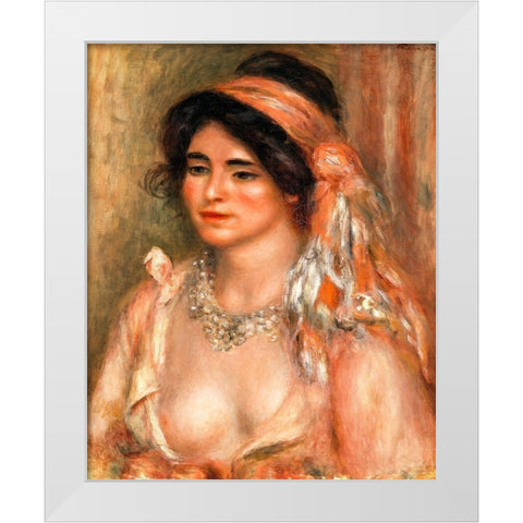 Woman with Black Hair 1911 White Modern Wood Framed Art Print by Renoir, Pierre-Auguste