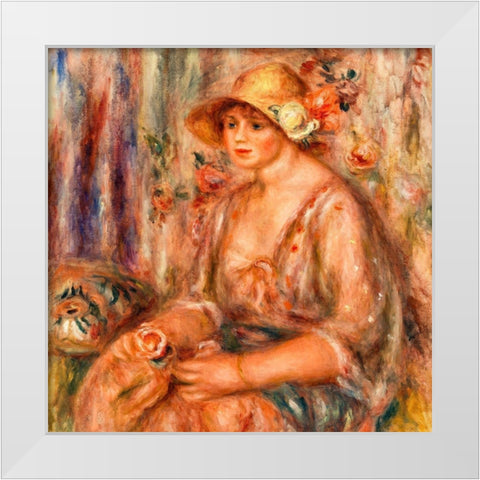 Woman in Muslin Dress 1917 White Modern Wood Framed Art Print by Renoir, Pierre-Auguste