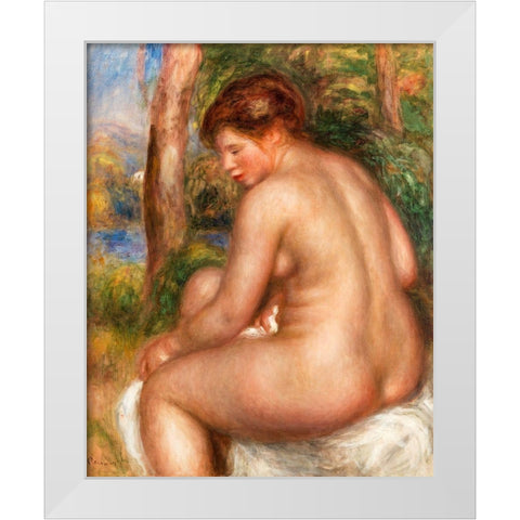 Bather in Three-Quarter View 1911 White Modern Wood Framed Art Print by Renoir, Pierre-Auguste