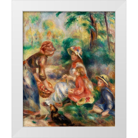 Apple Vendor 1890 White Modern Wood Framed Art Print by Renoir, Pierre-Auguste