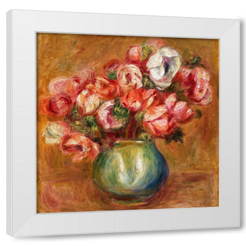 Anemones 1907 White Modern Wood Framed Art Print by Renoir, Pierre-Auguste