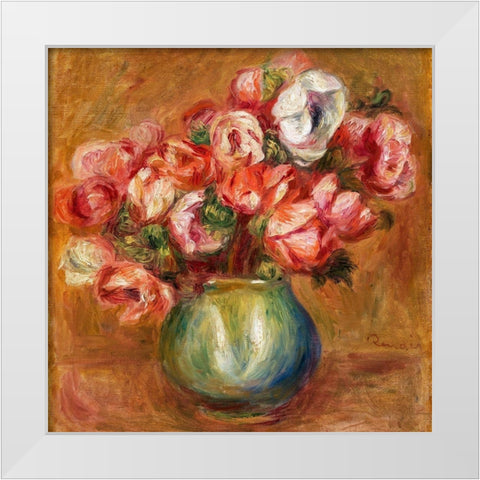 Anemones 1907 White Modern Wood Framed Art Print by Renoir, Pierre-Auguste