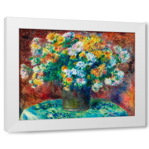 Chrysanthemums 1882 White Modern Wood Framed Art Print by Renoir, Pierre-Auguste