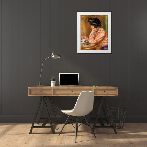 Cup of Chocolate 1914 White Modern Wood Framed Art Print by Renoir, Pierre-Auguste