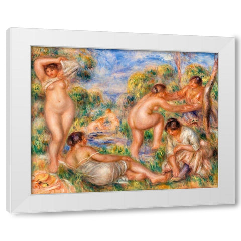 Bathing Group 1916 White Modern Wood Framed Art Print by Renoir, Pierre-Auguste